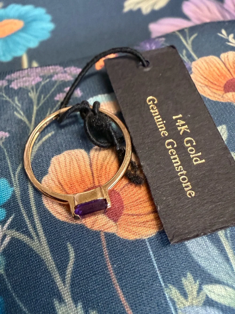 NWT HIRAJULE 14k Yellow Gold Baguette Amethyst Ring sz 6